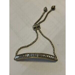 Kendra Scott Jack Bracelet Adjustable Chain Clear Crystal Channel Silver Tone